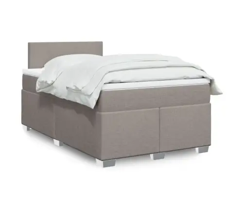 Atsperu Gultas Rāmis Ar Matraci, Pelēkbrūns, 120X200 Cm, Audums Vidaxl