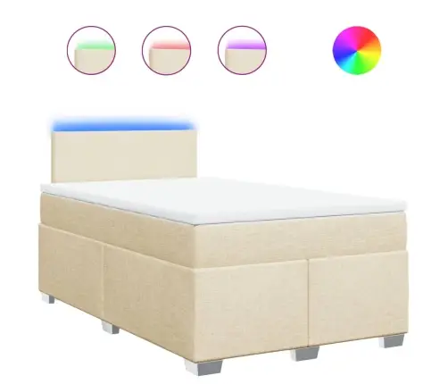 Atsperu Gultas Rāmis Ar Matraci, Krēmkrāsas, 120X200 Cm, Audums Vidaxl