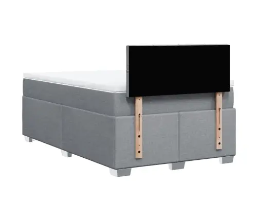 Atsperu Gulta Ar Matraci, Gaiši Pelēka Audums, 120X200Cm Vidaxl