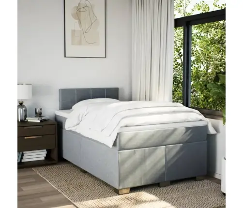 Atsperu Gulta Ar Matraci, Gaiši Pelēka Audums, 120X200Cm Vidaxl