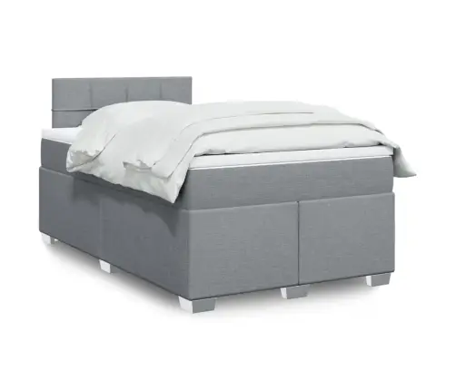 Atsperu Gulta Ar Matraci, Gaiši Pelēka Audums, 120X200Cm Vidaxl