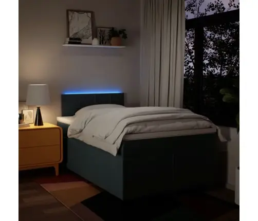 Atsperu Gultas Rāmis Ar Matraci, Zils, 120X200 Cm, Audums Vidaxl