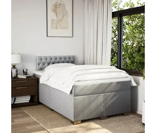 Atsperu Gulta Ar Matraci, Gaiši Pelēka Audums, 120X200Cm Vidaxl