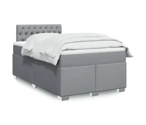 Atsperu Gulta Ar Matraci, Gaiši Pelēka Audums, 120X200Cm Vidaxl