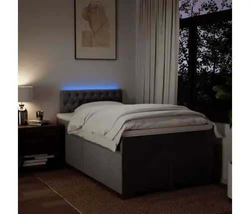 Atsperu Gultas Rāmis Ar Matraci, Pelēkbrūns, 120X200 Cm, Audums Vidaxl