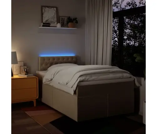 Atsperu Gultas Rāmis Ar Matraci, Krēmkrāsas, 120X200 Cm, Audums Vidaxl