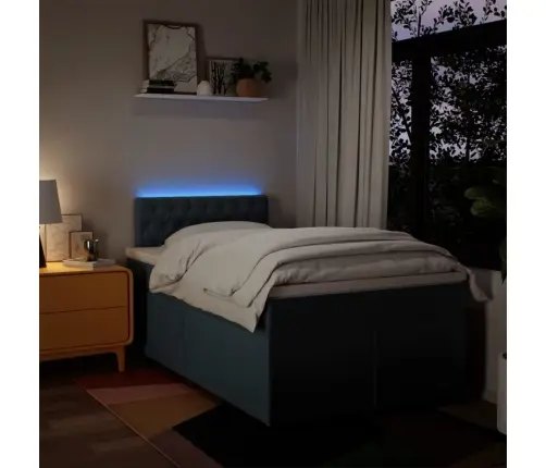 Atsperu Gultas Rāmis Ar Matraci, Zils, 120X200 Cm, Audums Vidaxl