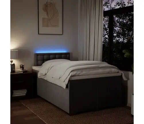 Atsperu Gultas Rāmis Ar Matraci, Pelēkbrūns, 120X200 Cm, Audums Vidaxl