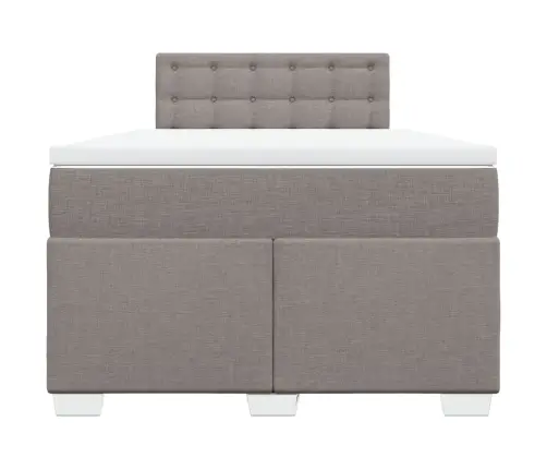 Atsperu Gultas Rāmis Ar Matraci, Pelēkbrūns, 120X200 Cm, Audums Vidaxl