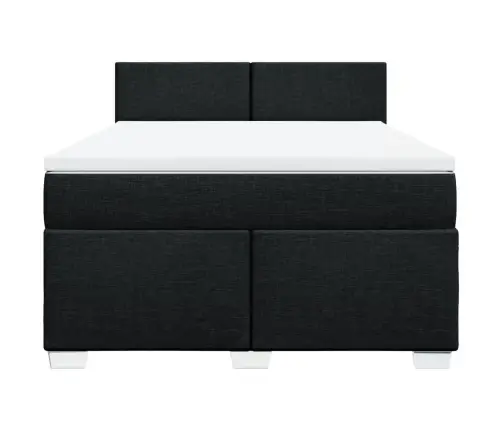 Atsperu Gulta Ar Matraci, Melna Audums, 140X190 Cm Vidaxl