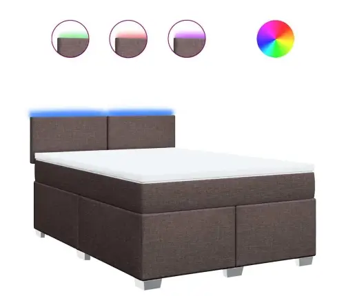 Atsperu Gultas Rāmis Ar Matraci, Tumši Brūna, 140X190Cm, Audums Vidaxl