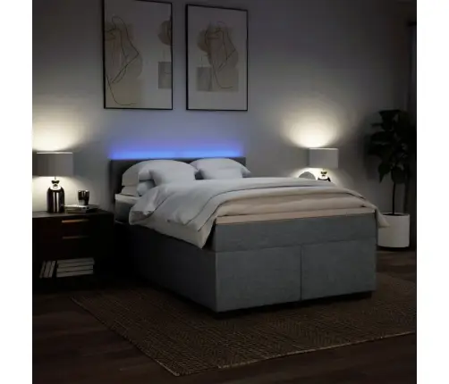 Atsperu Gulta Ar Matraci, Gaiši Pelēka Audums, 140X190 Cm Vidaxl