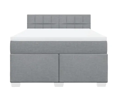 Atsperu Gulta Ar Matraci, Gaiši Pelēka Audums, 140X190 Cm Vidaxl