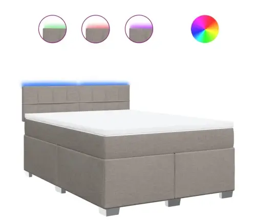 Atsperu Gulta Ar Matraci, Pelēkbrūns Audums, 140X190 Cm Vidaxl