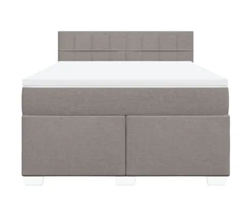 Atsperu Gulta Ar Matraci, Pelēkbrūns Audums, 140X190 Cm Vidaxl