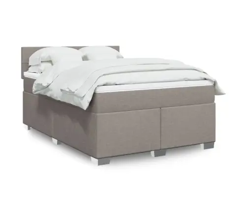 Atsperu Gulta Ar Matraci, Pelēkbrūns Audums, 140X190 Cm Vidaxl