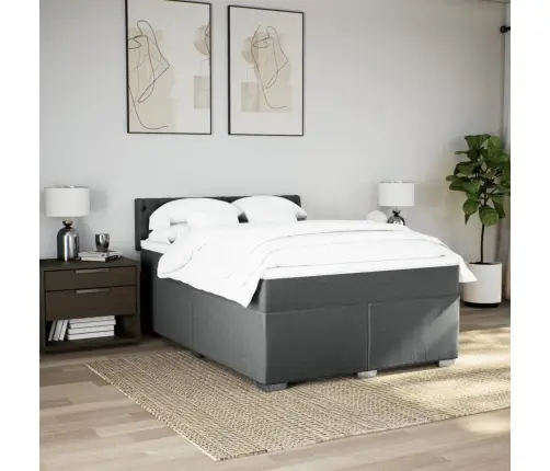 Lova Su Spyruoklėmis Ir Čiužiniu, Tamsiai Pilka, 140X200 Cm