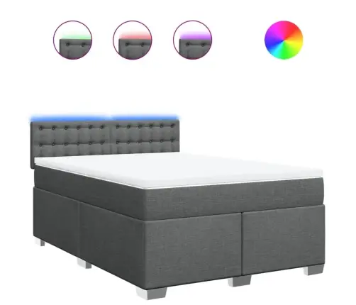 Atsperu Gulta Ar Matraci, Tumši Pelēka Audums, 140X190 Cm Vidaxl