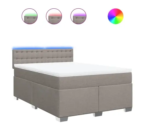 Atsperu Gulta Ar Matraci, Pelēkbrūns Audums, 140X190 Cm Vidaxl