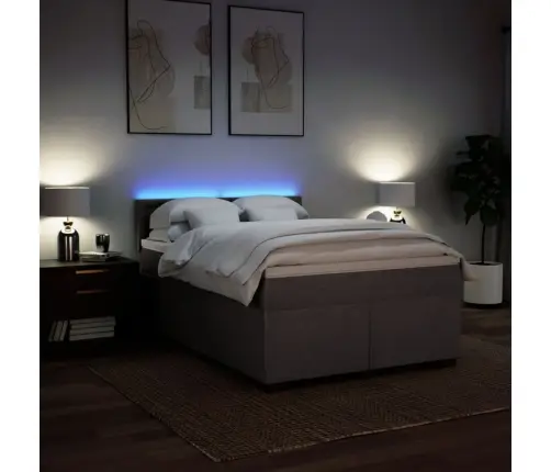 Atsperu Gulta Ar Matraci, Pelēkbrūns Audums, 140X190 Cm Vidaxl