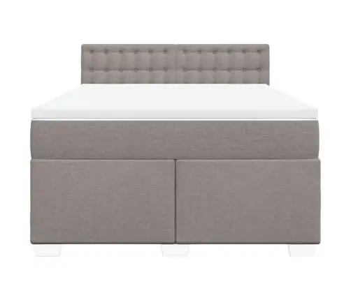 Atsperu Gulta Ar Matraci, Pelēkbrūns Audums, 140X190 Cm Vidaxl