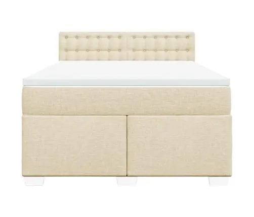 Atsperu Gulta Ar Matraci, Krēmkrāsas Audums, 140X190 Cm Vidaxl