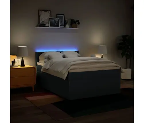 Lova Su Spyruoklėmis Ir Čiužiniu, Mėlyna, 140X190 cm Audinys