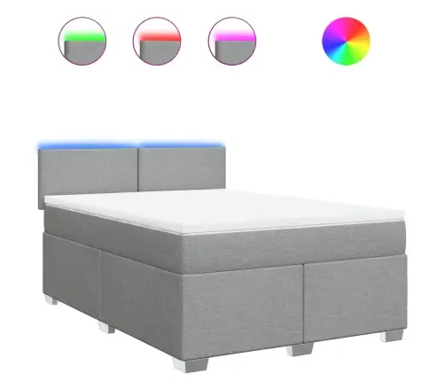 Lova Su Spyruoklėmis Ir Čiužiniu, Pilka, 140X200cm Audinys