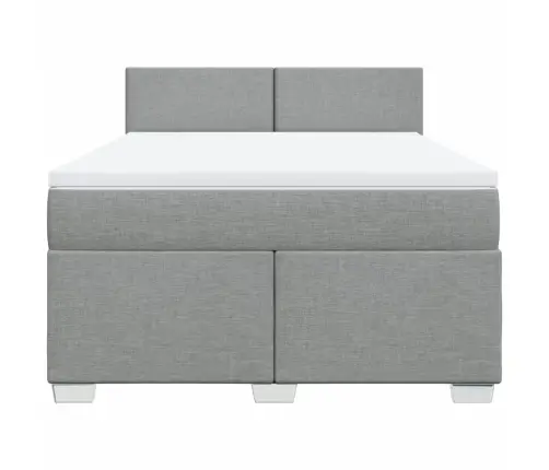 Lova Su Spyruoklėmis Ir Čiužiniu, Pilka, 140X200cm Audinys