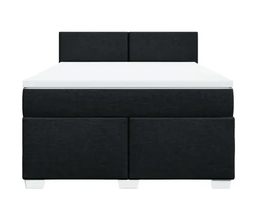 Lova Su Spyruoklėmis Ir Čiužiniu, Juoda, 140X200 cm Audinys