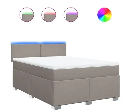 Lova Su Spyruoklėmis Ir Čiužiniu, Taupe, 140X200 cm Audinys