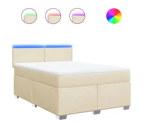 Atsperu Gulta Ar Matraci, Krēmkrāsas, 140X200 Cm, Audums Vidaxl