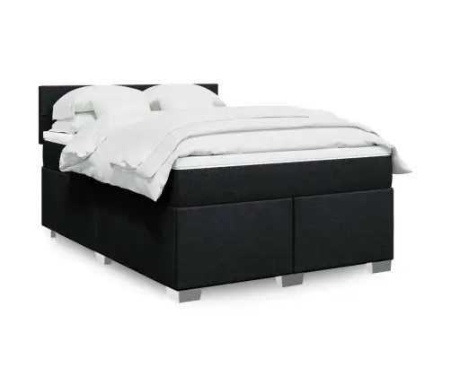 Lova Su Spyruoklėmis Ir Čiužiniu, Juoda, 140X200 cm Audinys