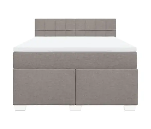 Atsperu Gulta Ar Matraci, Pelēkbrūns, 140X200 Cm, Audums Vidaxl