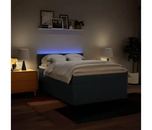 Atsperu Gulta Ar Matraci, Zils, 140X200 Cm, Audums Vidaxl