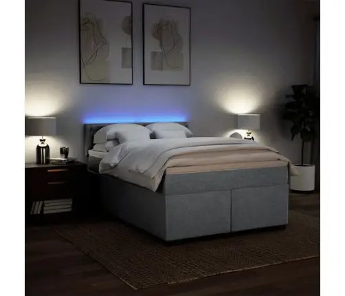 Lova Su Spyruoklėmis Ir Čiužiniu, Pilka, 140X200cm Audinys