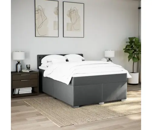 Atsperu Gulta Ar Matraci, Tumši Pelēka, 140X200 Cm, Audums Vidaxl