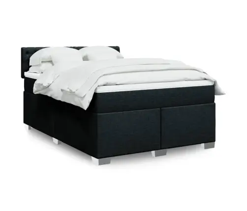 Lova Su Spyruoklėmis Ir Čiužiniu, Juoda, 140X200 cm Audinys