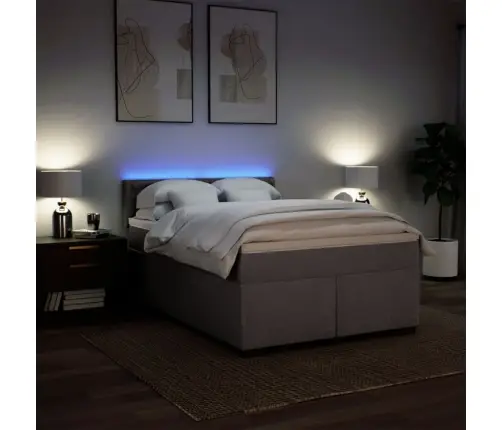 Atsperu Gulta Ar Matraci, Pelēkbrūns, 140X200 Cm, Audums Vidaxl