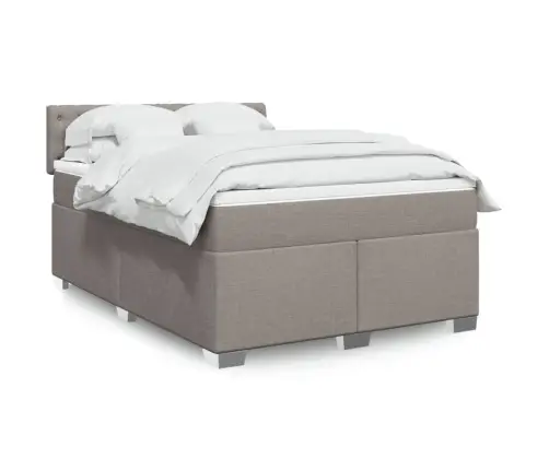 Atsperu Gulta Ar Matraci, Pelēkbrūns, 140X200 Cm, Audums Vidaxl