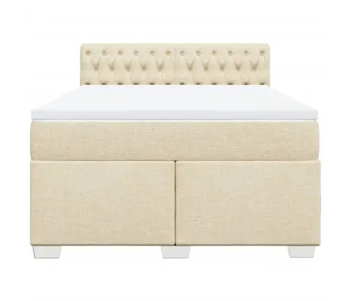 Lova Su Spyruoklėmis Ir Čiužiniu, Kreminė, 140X200 cm Audinys