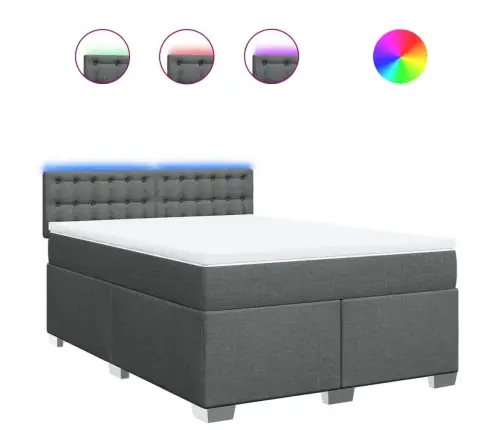 Lova Su Spyruoklėmis/Čiužiniu,Tamsiai Pilka, 140X200cm Audinys