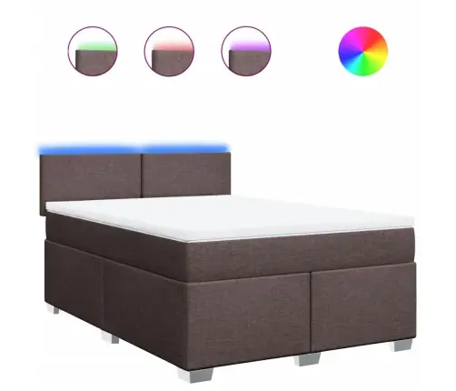 Lova Su Spyruoklėmis Ir Čiužiniu, Ruda, 160X200 cm Audinys