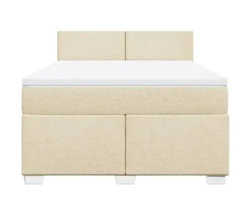 Atsperu Gulta Ar Matraci, Krēmkrāsas, 160X200 Cm, Audums Vidaxl