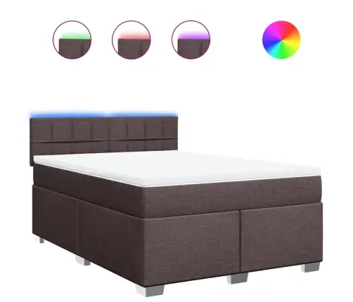 Atsperu Gulta Ar Matraci, Tumši Brūns, 160X200 Cm, Audums Vidaxl