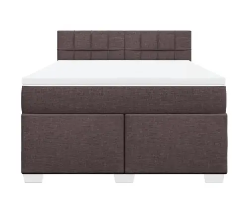 Atsperu Gulta Ar Matraci, Tumši Brūns, 160X200 Cm, Audums Vidaxl