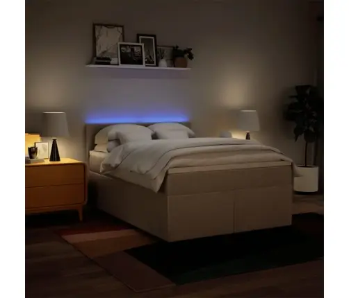 Atsperu Gulta Ar Matraci, Krēmkrāsas, 160X200 Cm, Audums Vidaxl