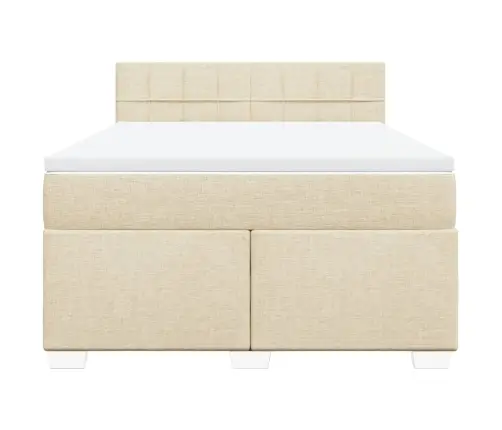 Atsperu Gulta Ar Matraci, Krēmkrāsas, 160X200 Cm, Audums Vidaxl