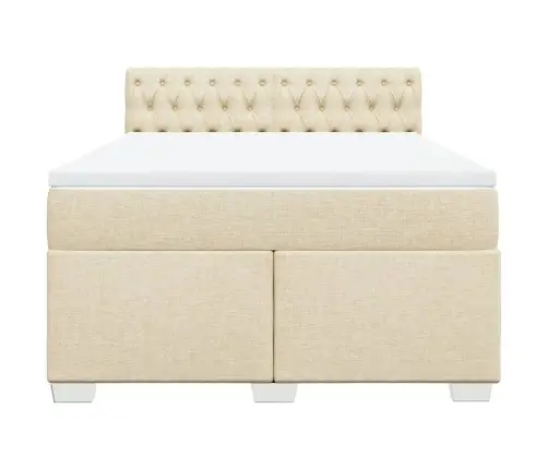 Atsperu Gulta Ar Matraci, Krēmkrāsas, 160X200 Cm, Audums Vidaxl