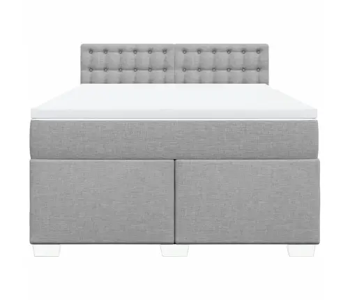 Lova Su Spyruoklėmis Ir Čiužiniu, Pilka, 160X200cm Audinys